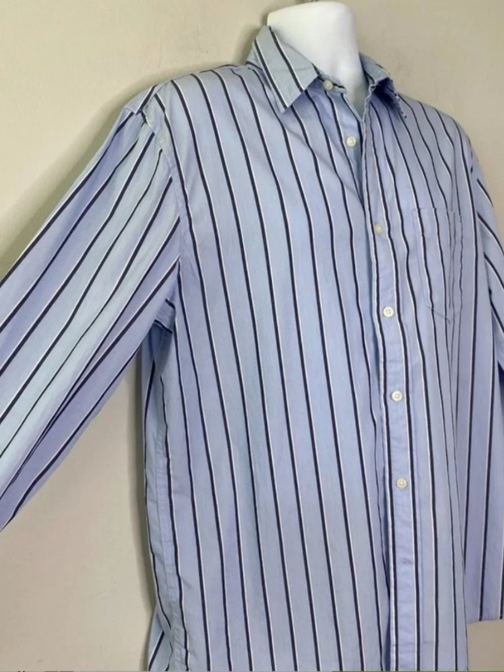 Banana Republic Men's Organic Cotton Button Down Striped Long Sleeve Size Large